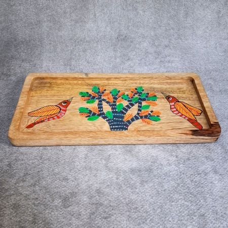 Handcrafted Mango Wood Bird Tree Hand Painted Tray